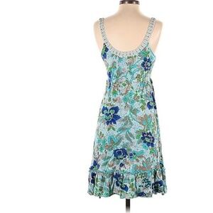 Free People Floral Motif Acid Wash Print Blue Cocktail Dress Size M